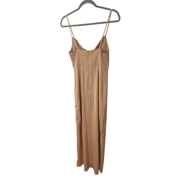 NBD Lila Gown Maxi Satin Cowl Neck Adjustable Strap Side Slit Champagne Size XS - Picture 11 of 11